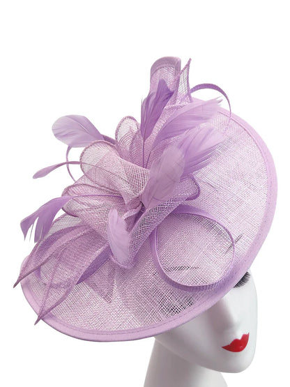 Large Sinamay Looped Feathers Disc Fascinator with Headband & Clip Weddings Races