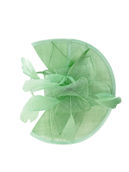 Large Sinamay Looped Feathers Disc Fascinator with Headband & Clip Weddings Races