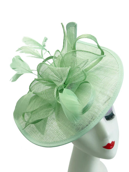 Large Sinamay Looped Feathers Disc Fascinator with Headband & Clip Weddings Races