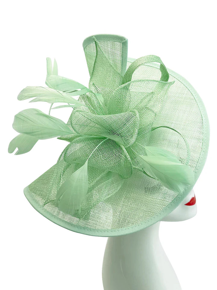 Large Sinamay Looped Feathers Disc Fascinator with Headband & Clip Weddings Races