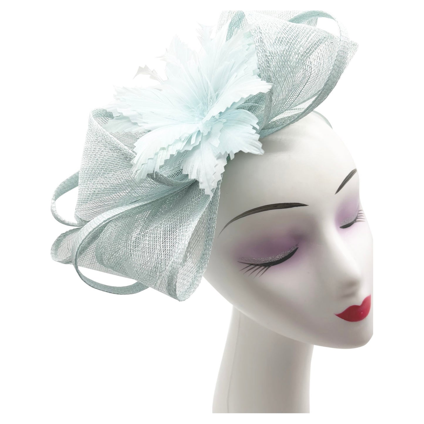 Sinamay Curled Flower Looped Bow Fascinator Headband & Clip Wedding Races Ascot