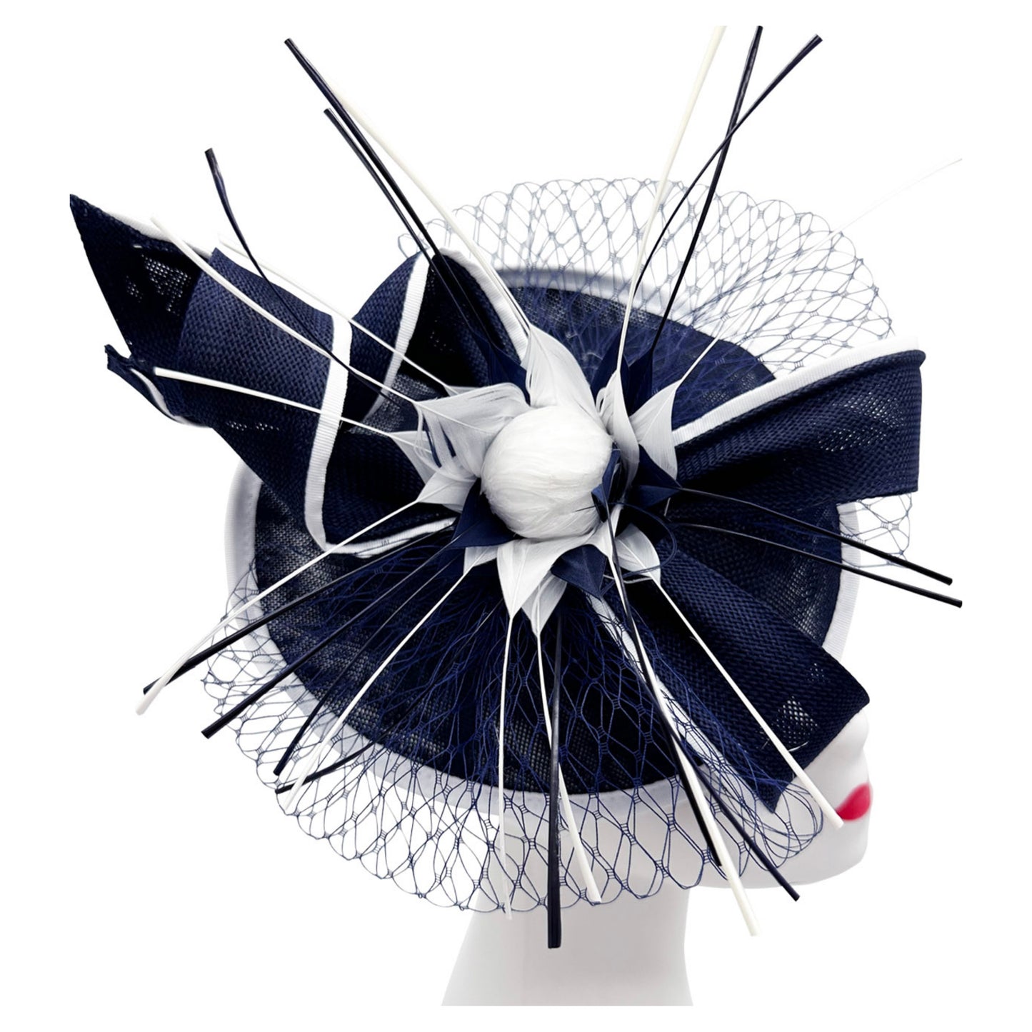 Flower Fascinator Headband Clip Wedding Hatinator with Veil and Arrowed Feathers