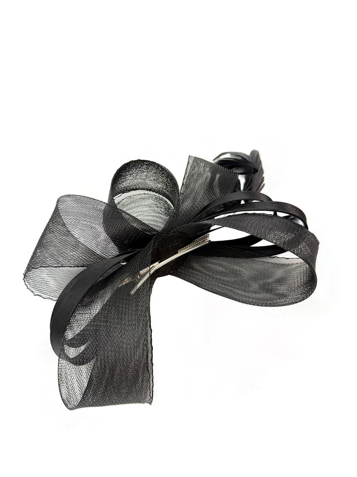 Women's Satin Looped Bow Shaped Feather Fascinator Headband Alice Band Ladies Day Weddings Races Prom Royal Ascot