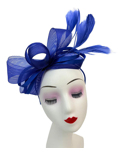 Women's Satin Looped Bow Shaped Feather Fascinator Headband Alice Band Ladies Day Weddings Races Prom Royal Ascot