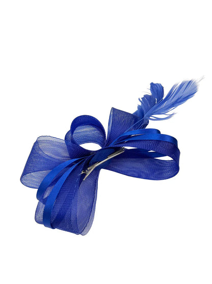 Women's Satin Looped Bow Shaped Feather Fascinator Headband Alice Band Ladies Day Weddings Races Prom Royal Ascot