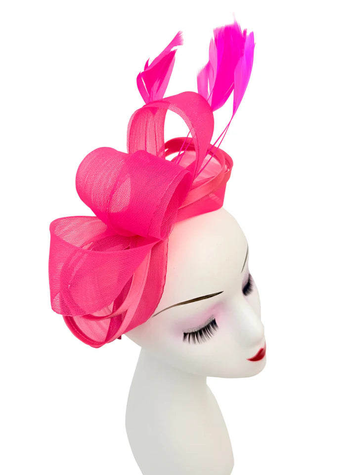 Women's Satin Looped Bow Shaped Feather Fascinator Headband Alice Band Ladies Day Weddings Races Prom Royal Ascot