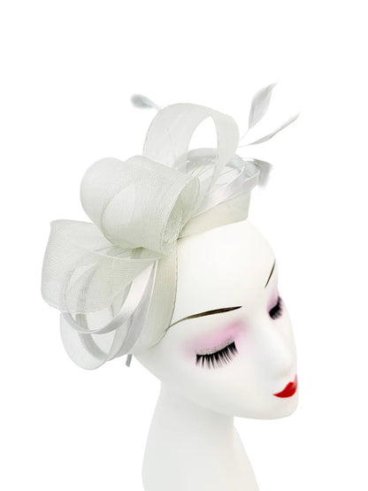 Women's Satin Looped Bow Shaped Feather Fascinator Headband Alice Band Ladies Day Weddings Races Prom Royal Ascot