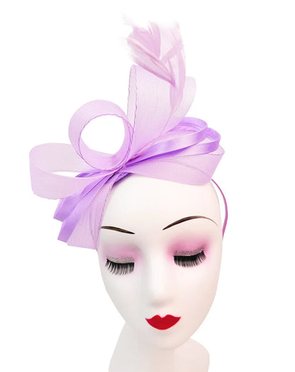 Women's Satin Looped Bow Shaped Feather Fascinator Headband Alice Band Ladies Day Weddings Races Prom Royal Ascot