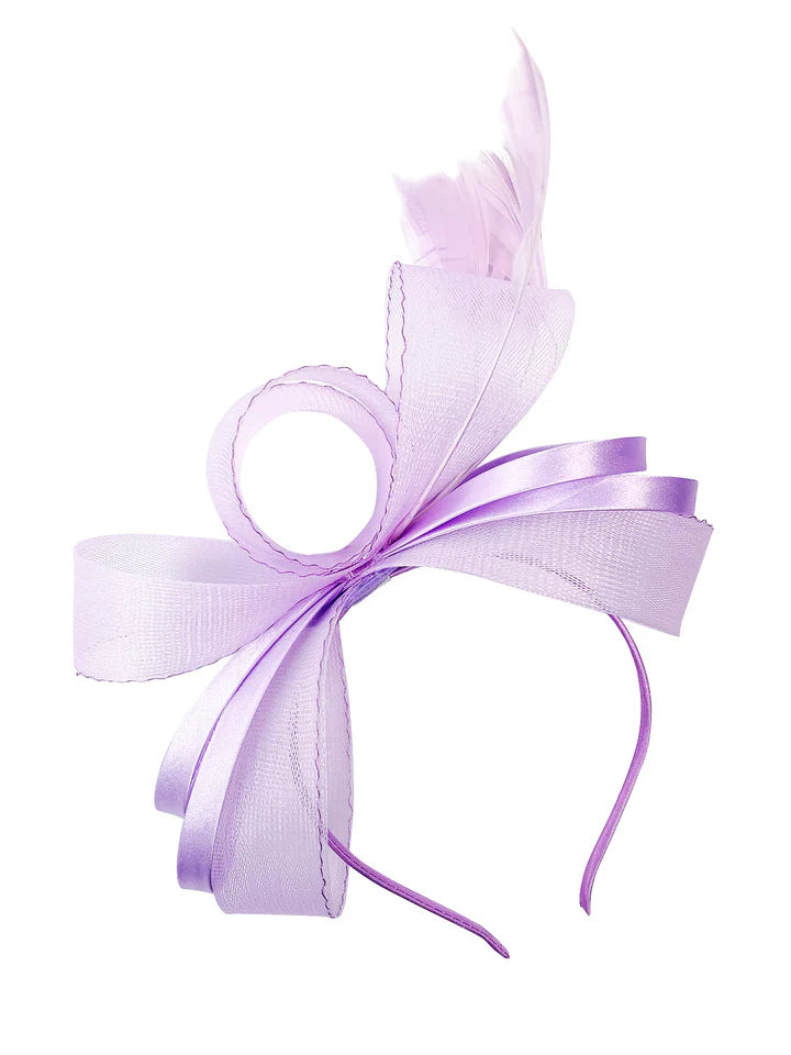 Women's Satin Looped Bow Shaped Feather Fascinator Headband Alice Band Ladies Day Weddings Races Prom Royal Ascot
