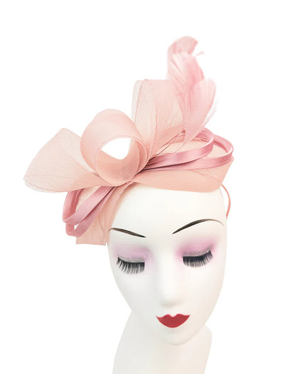 Women's Satin Looped Bow Shaped Feather Fascinator Headband Alice Band Ladies Day Weddings Races Prom Royal Ascot