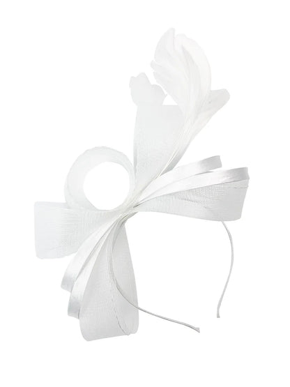 Women's Satin Looped Bow Shaped Feather Fascinator Headband Alice Band Ladies Day Weddings Races Prom Royal Ascot
