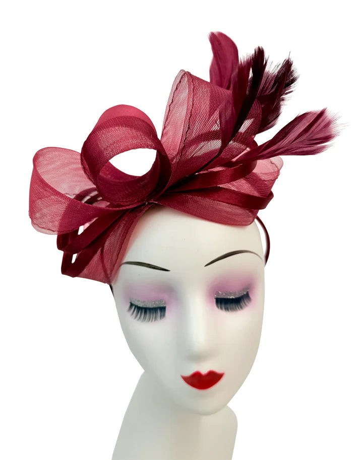 Women's Satin Looped Bow Shaped Feather Fascinator Headband Alice Band Ladies Day Weddings Races Prom Royal Ascot