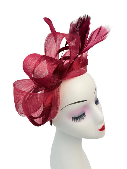Women's Satin Looped Bow Shaped Feather Fascinator Headband Alice Band Ladies Day Weddings Races Prom Royal Ascot