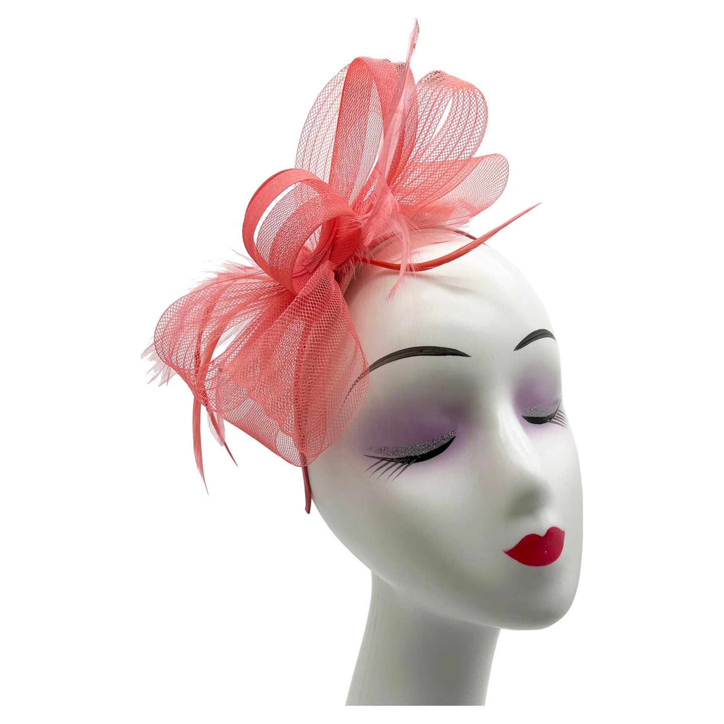 Looped Feathers Mesh Bow Fascinator Headband & Clip for Weddings Royal Ascot Races