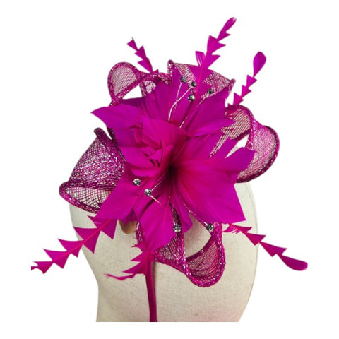 Women Wedding Fascinator Headband & Hair Clip Feather Flower Ladies Day Races Royal Ascot UK