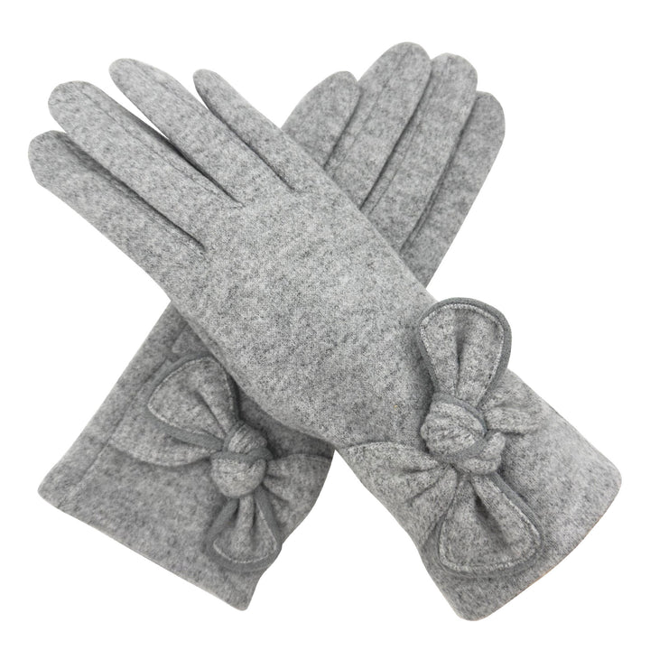 Women Winter Gloves Thermal Fleece Lined Soft Cosy Ladies Plain Colour Bow Gloves Touch Screen Glove