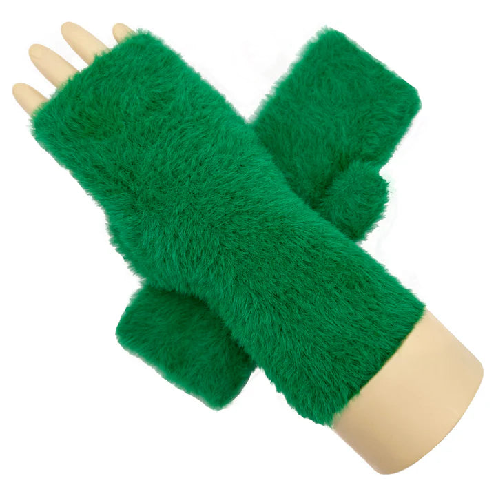 Women Ladies Winter Gloves Soft Fluffy Fingerless Fleece Lining Warm Plain Solid Coloured Gloves