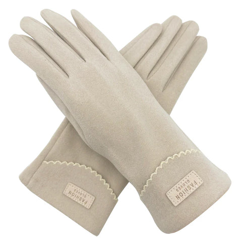 Women Plain Coloured Gloves Warm Soft Cosy Thick Fleece Lined Ladies Fashion Winter Gloves Touchscreen