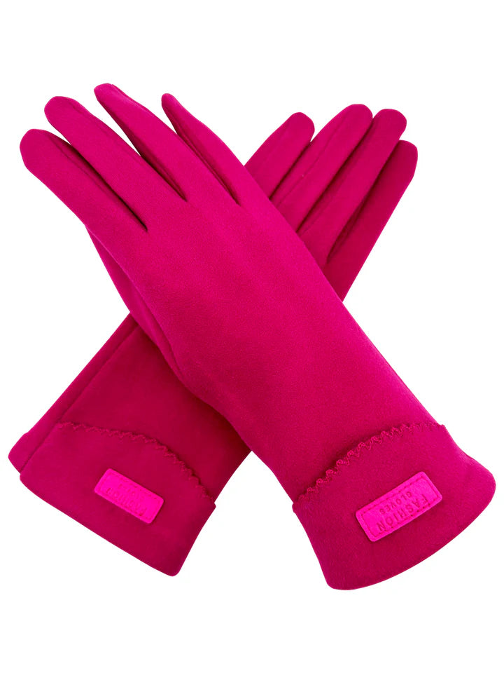 Women Plain Coloured Gloves Warm Soft Cosy Thick Fleece Lined Ladies Fashion Winter Gloves Touchscreen