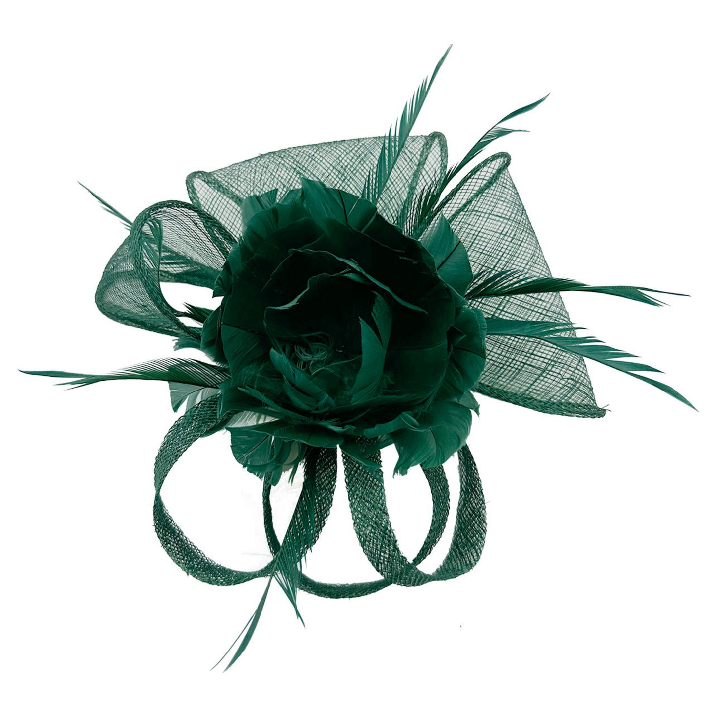 Sinamay & Peony Feather Flower Fascinator Headband and Clip Wedding Royal Ascot Race