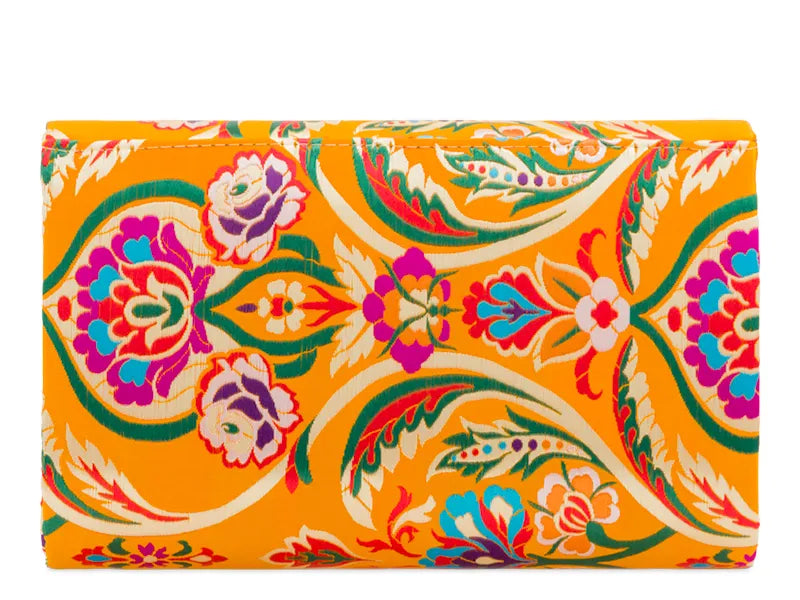 Floral Embroidered Satin Clutch bag