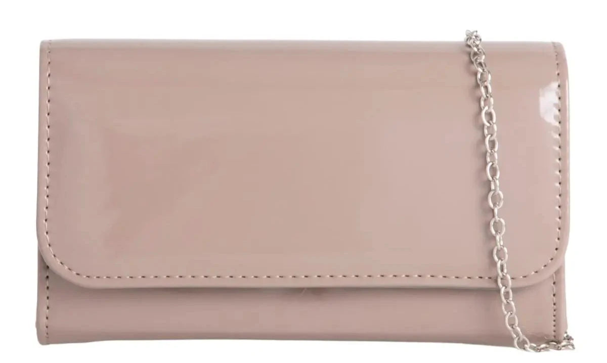 Women Plain Patent Leather Clutch Bag Evening Party Fashion Handbag