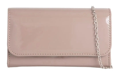 Women Plain Patent Leather Clutch Bag Evening Party Fashion Handbag