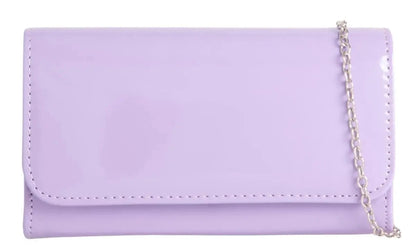 Women Plain Patent Leather Clutch Bag Evening Party Fashion Handbag