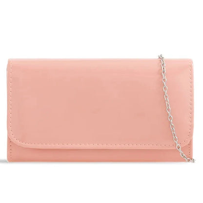Women Plain Patent Leather Clutch Bag Evening Party Fashion Handbag