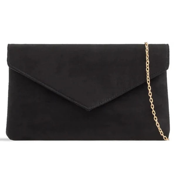 Ladies Plain Suede Evening Envelope Wedding Clutch Bag For Women