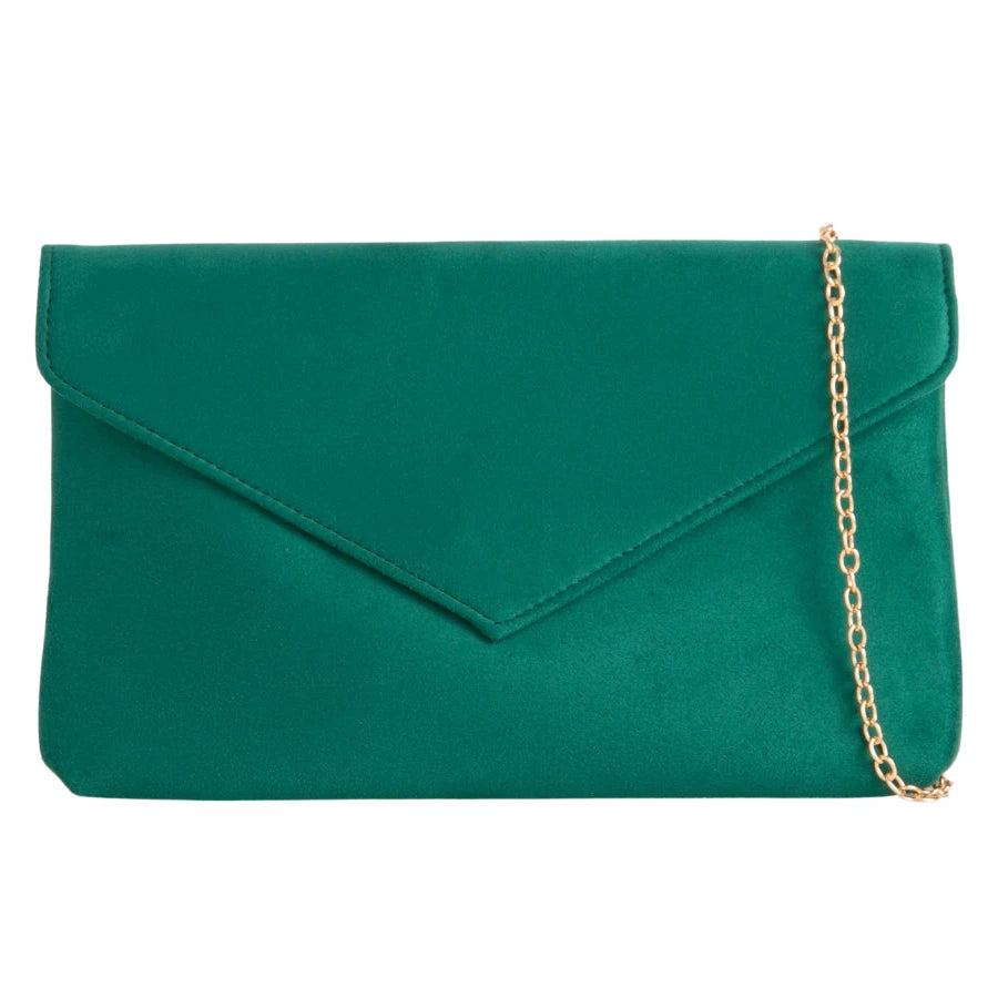 Ladies Plain Suede Evening Envelope Wedding Clutch Bag For Women