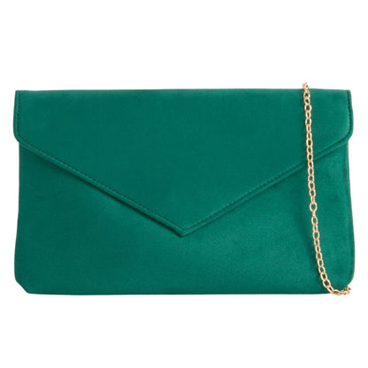 Ladies Plain Suede Evening Envelope Wedding Clutch Bag For Women