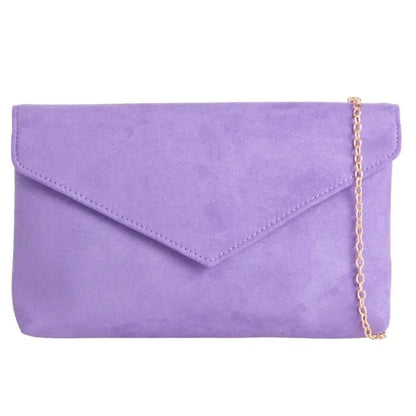 Ladies Plain Suede Evening Envelope Wedding Clutch Bag For Women