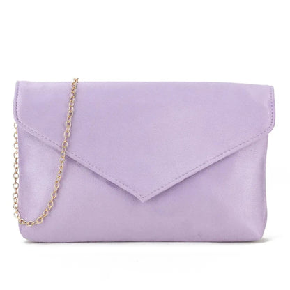 Ladies Plain Suede Evening Envelope Wedding Clutch Bag For Women