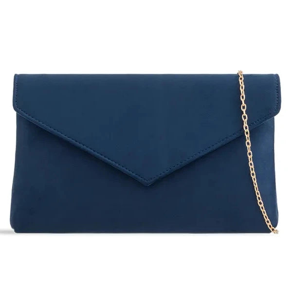 Ladies Plain Suede Evening Envelope Wedding Clutch Bag For Women