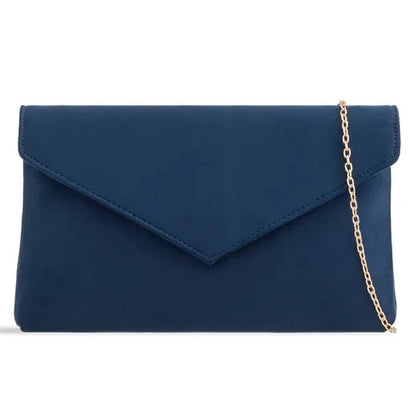 Ladies Plain Suede Evening Envelope Wedding Clutch Bag For Women