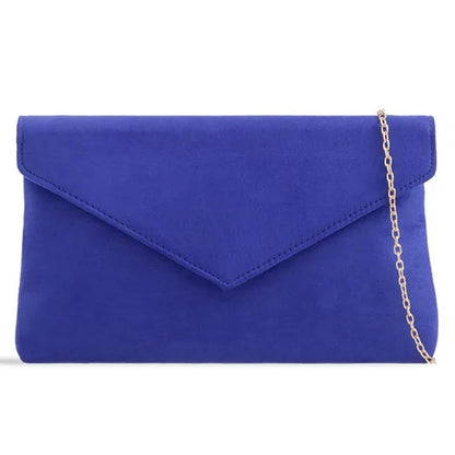 Ladies Plain Suede Evening Envelope Wedding Clutch Bag For Women