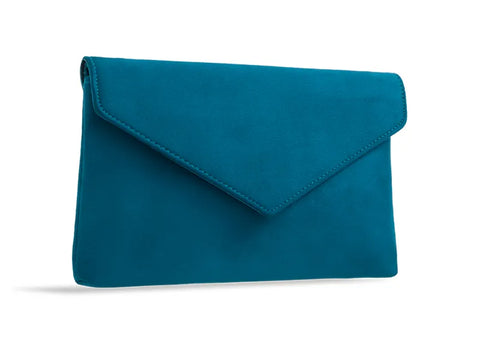 Plain Suede Evening Envelope Clutch Bag