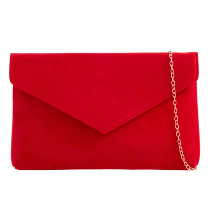 Ladies Plain Suede Evening Envelope Wedding Clutch Bag For Women