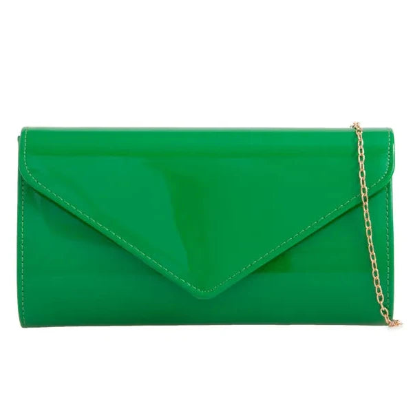 Women Plain Patent Envelope Clutch Bag party wedding