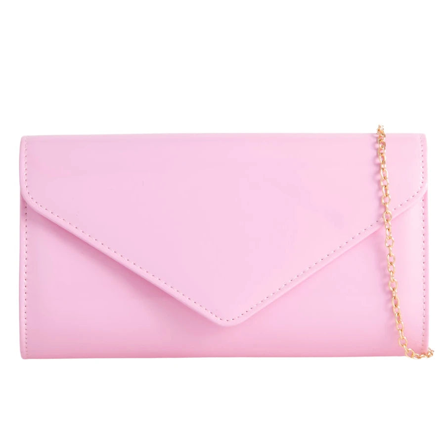 Women Plain Patent Envelope Clutch Bag party wedding