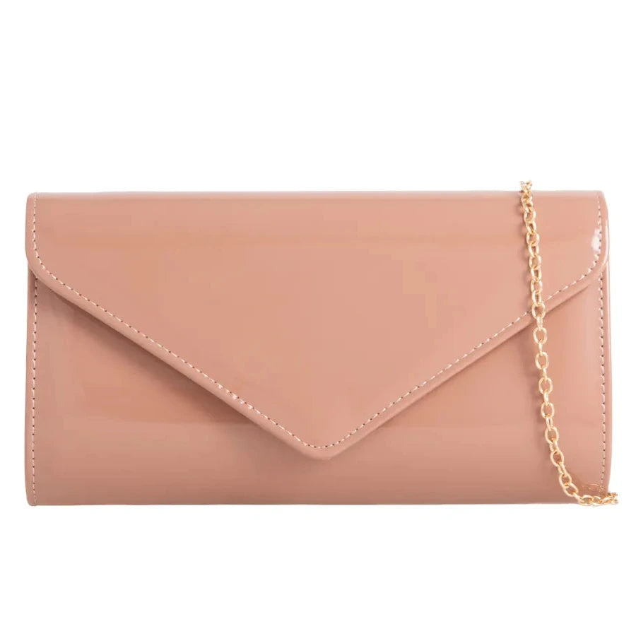 Glossy Patent Leather Envelope Clutch bag