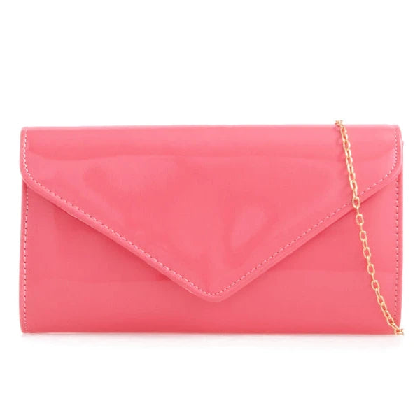 Women Plain Patent Envelope Clutch Bag party wedding