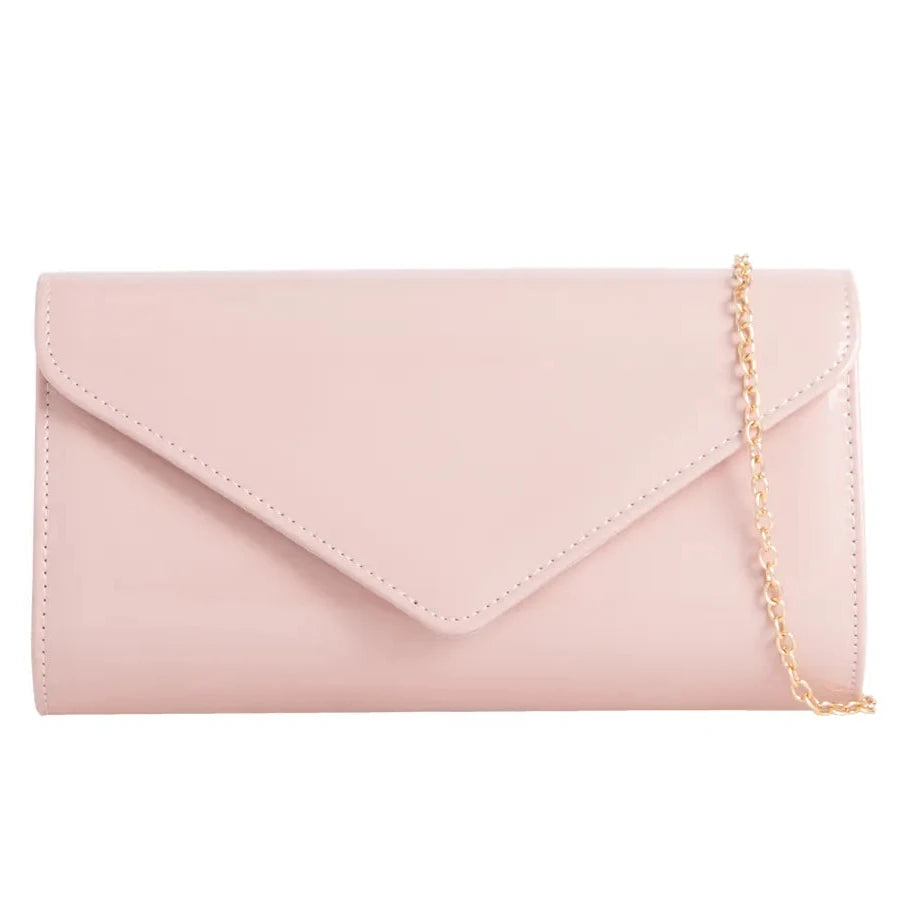 Women Plain Patent Envelope Clutch Bag party wedding