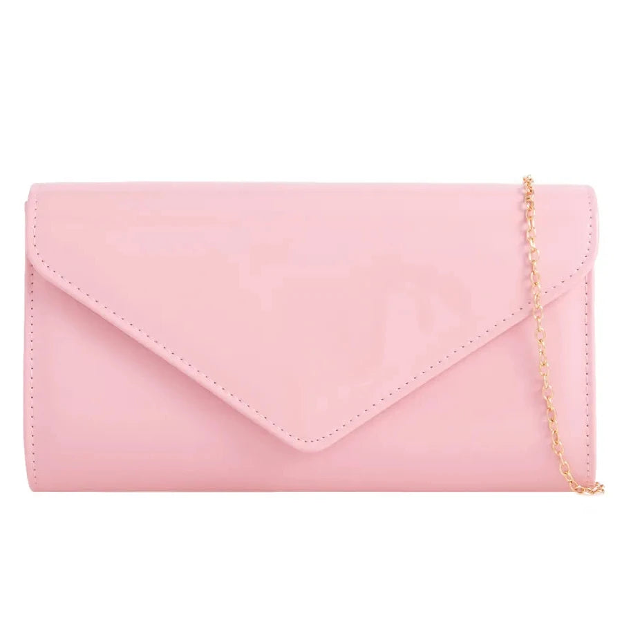 Women Plain Patent Envelope Clutch Bag party wedding