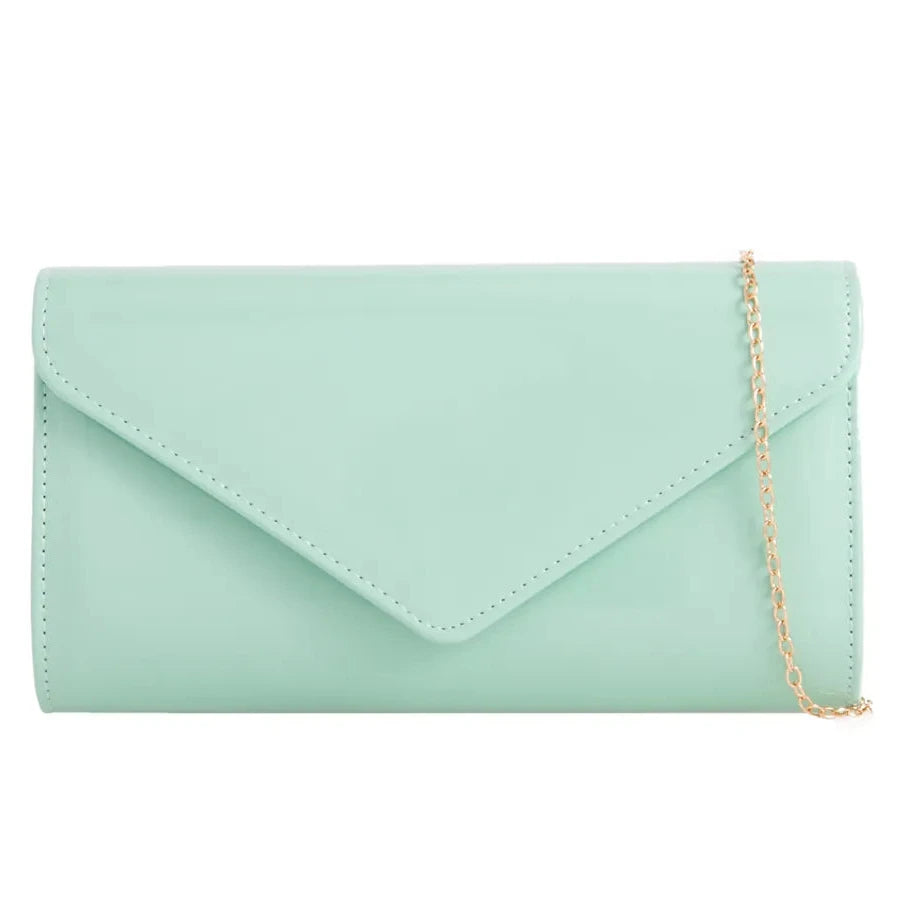 Women's Glossy Patent Leather Plain Envelope Clutch bag Ladies Wedding Evening Handbags