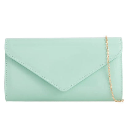Women's Glossy Patent Leather Plain Envelope Clutch bag Ladies Wedding Evening Handbags