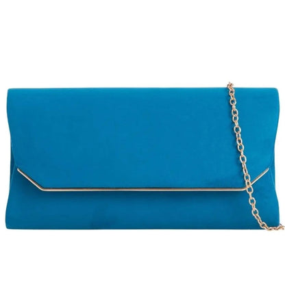 Suede Effect Clutch Bag Plain Simple Fine Frame Evening Party