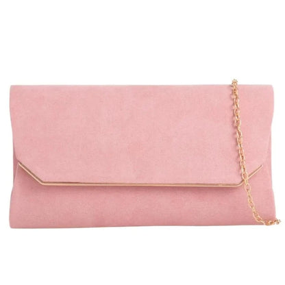 Suede Effect Clutch Bag Plain Simple Fine Frame Evening Party