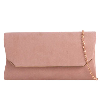 Suede Effect Clutch Bag Plain Simple Fine Frame Evening Party